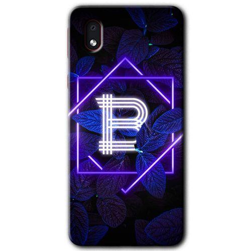 Samsung Galaxy A01 Core Kılıf Baskılı Kapak - Dark Neon Yaprak B Harfi +Tam Kaplayan Mat Seramik