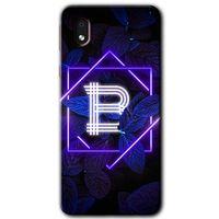 Samsung Galaxy A01 Core Kılıf Baskılı Kapak - Dark Neon Yaprak B Harfi +Tam Kaplayan Mat Seramik