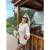 Yırtıklı V Yaka Kazak - Bej