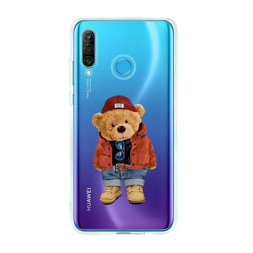 Huawei P30 Lite Teddy Bear Premium Şeffaf Silikon Kılıf