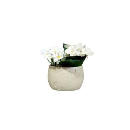 2 Adet Vazo Dahil,Vazoda Çiçek,Beyaz Yapay Çiçek,Vazo Dekoratif İstiridye Poliresin 10X5X14Cm