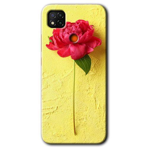 MRCİLETİSİM Xiaomi Redmi 9c Kılıf Kapak - Kırmızı Gül +Hayalet Ekran Yandan Gözükmez