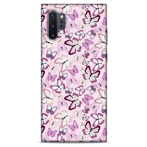 Samsung Galaxy Note 10 Plus Kılıf Kelebek Etkisi (2) Kabı Mor Beyaz