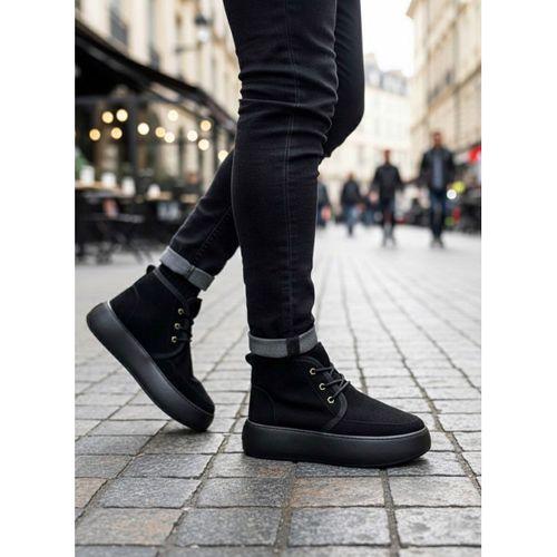 BA0550 İçi Kürklü Bağcıklı Siyah Taban Erkek Tarz Spor Bot