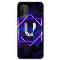 Poco M3 Kılıf HD Desen Baskılı Arka Kapak - Dark Neon Yaprak U Harfi