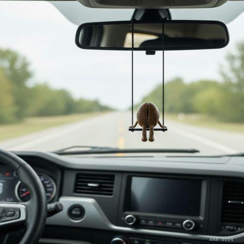 Salıncaklı Kahve Çekirdeği Figürlü Dikiz Aynası Süsü Araç İçi Dekoratif Asma Aksesuar