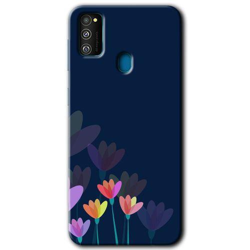 MRCİLETİSİM Samsung Galaxy M30s Kılıf Baskılı Kapak - Çizim Çiçekleri +Tam Ekran Koruyucu