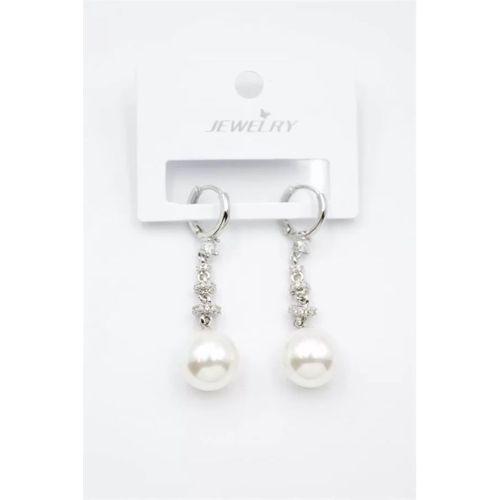 Taşlı İnci Küpe - Gümüş