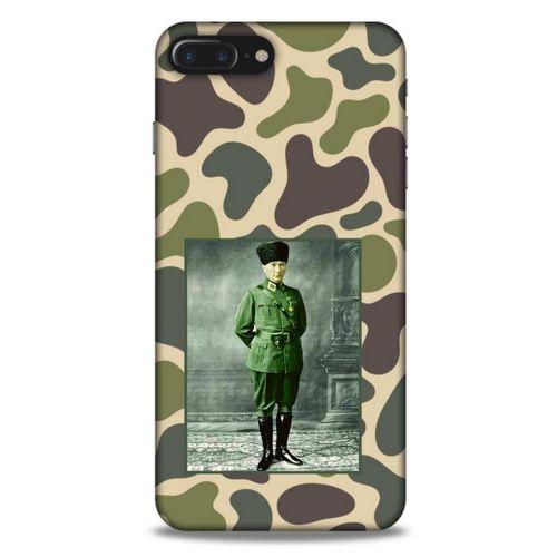 Apple Iphone 7 Plus Kılıf Atatürk (15) Antişok Kılıf Kamuflaj Kahverengi