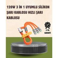120 w Şarj Ve Veri Aktarımı Kablo– 3 Başlıklı Çok Amaçlı Kablo Yüksek Hızlı