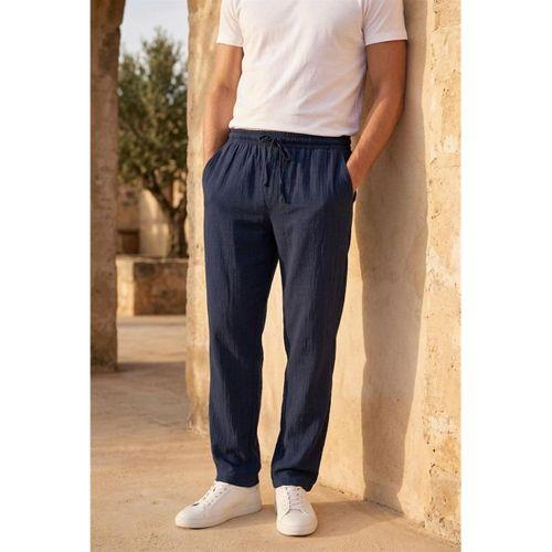 Hafif ve Rahat Müslin Baggy Erkek Pantolon - Lacivert