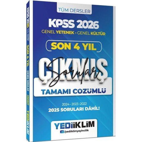 2026 KPSS Genel Yetenek Genel Kültür Son 4 Yıl Tamamı Çözümlü Çıkmış Sorular Yediiklim Yayınları