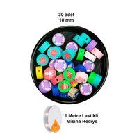 30 Adet 10 mm Polimer Kil Fimo Boncuk Takı Bileklik + 1 Metre Lastikli Misina Hediye - Deniz Teması