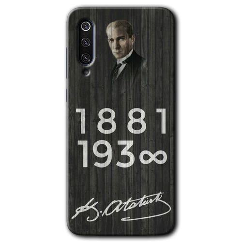 Potkal Hediye Fabrikası Xiaomi Mi 9 Kılıf HD Desen Baskılı Arka Kapak - Atatürk Ahşap İmza