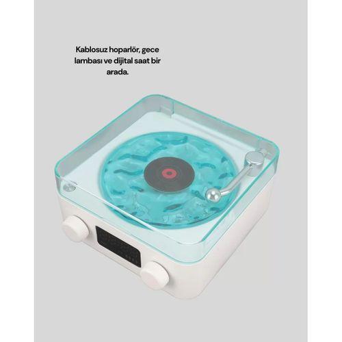 Bluetooth Hoparlör – 3-ü-1 Saatli Gece Lambası Ve Vintage Tasarım