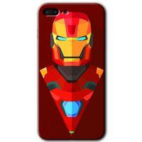 MRCİLETİSİM iPhone 7 Plus Kılıf Baskılı Kapak - İron Man Çizim +Tam Ekran Koruyucu