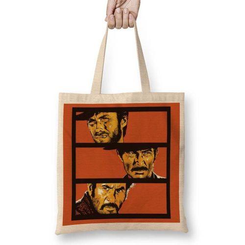 The Good, Bad and Ugly İllüstrasyon Bez Çanta Uzun Saplı