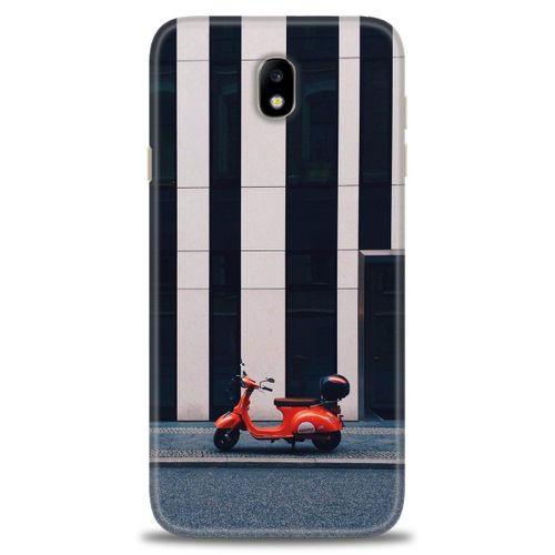 Samsung Galaxy J7 Pro / J730 Kılıf HD Baskılı Kılıf - Kırmızı Motor + Tam Ekran Koruyucu