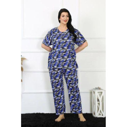 Kadın 5xl-6xl-7xl-8xl Büyük Beden Kısa Kol Pijama Takım Saks