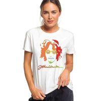 John Lennon Baskılı Beyaz Kadın Tshirt