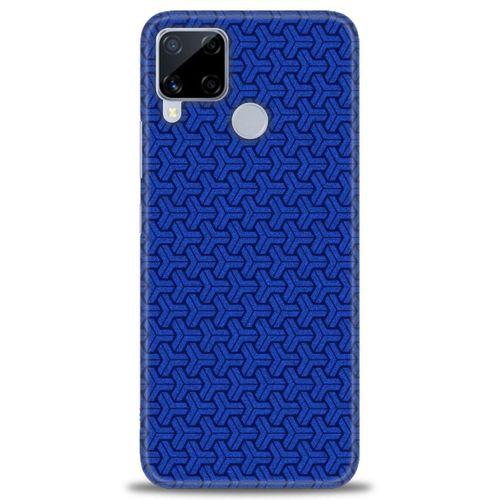Realme C15 Kılıf HD Baskılı Kılıf - Mavi Örüntü + Tam Ekran Koruyucu