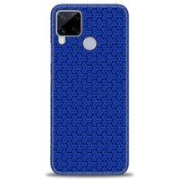 Realme C15 Kılıf HD Baskılı Kılıf - Mavi Örüntü + Tam Ekran Koruyucu