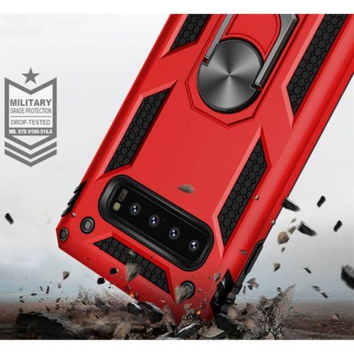 Samsung Galaxy S10 Plus Kılıf Zırhlı Standlı Mıknatıslı Tank Kapak - Kırmızı