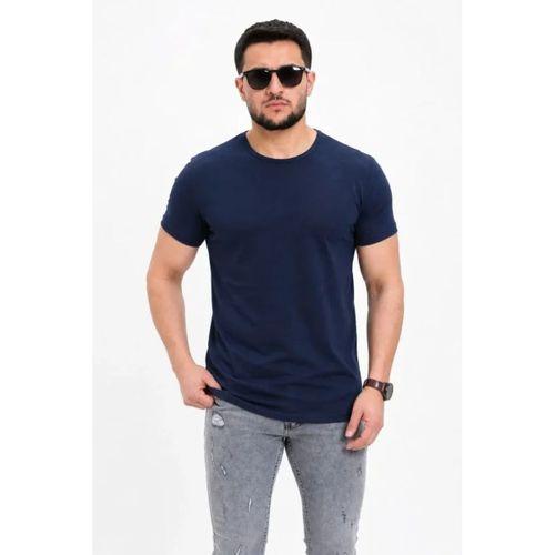 Erkek Basic Tişört Bisiklet Yaka Kısa Kol Günlük Yazlık Slim Fit T-Shirt - Lacivert