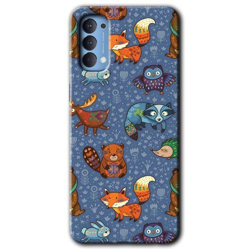 MRCİLETİSİM Oppo Reno 4 Kılıf HD Desen Baskılı Arka Kapak + Temperli Cam - Animals Funny