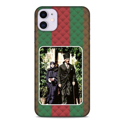 Apple Iphone 11 Kılıf Atatürk (22) Tam Koruma Kılıfı Yeşil Kırmızı