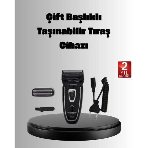 Şarjlı Kablosuz Tıraş Makinesi Çift Başlık Kuru Tıraş Ergonomik Taşınabilir