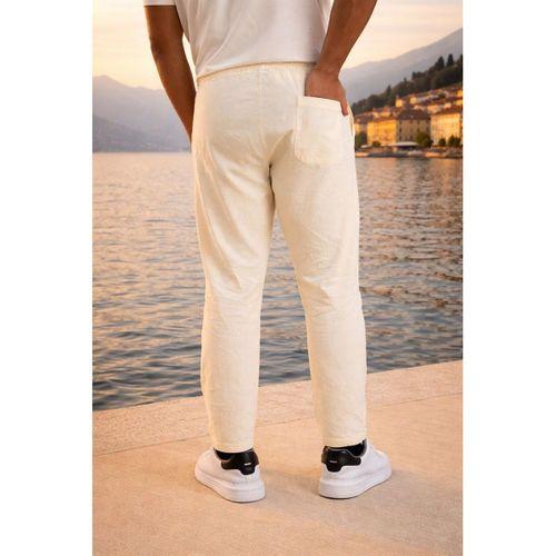 Meridian Kumaş Relaxed Fit %100 Pamuklu Jogger Erkek Yazlık Eşofman Altı Pantolon - Ekru
