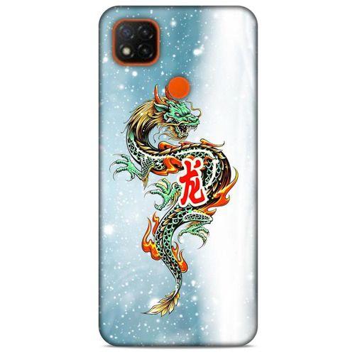 Xiaomi Redmi 9C Kılıf Dragons (29) Arka Koruma Kılıfı Tatoo Mavi Ejderha