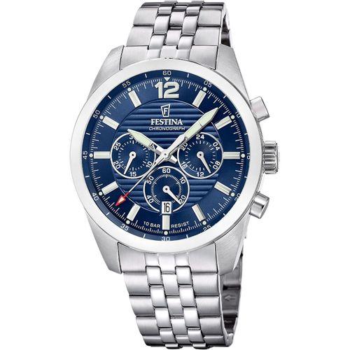 Festina F20742/1 Quartz Çelik Gri Mavi Kadran 10 ATM 44 mm Erkek Kol Saati
