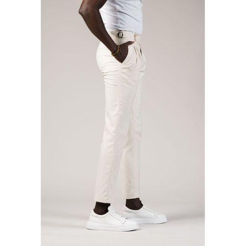 Perpant Slimfit Çift Pileli Kemer Tokalı Yazlık Kumaş Pantolon