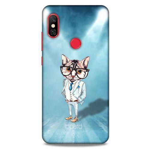 Xiaomi Mi A2 Lite Kılıf FunnyMaX (40) Fit Silikon Kılıf Açık Mavi Kedi