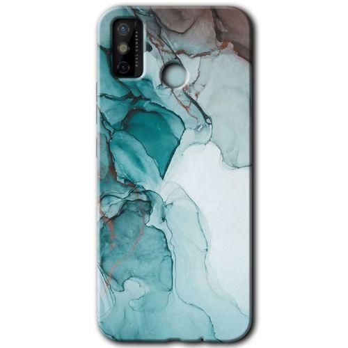 MRCİLETİSİM Tecno Spark 6 Go Kılıf HD Desen Baskılı Arka Kapak+Temperli Cam - Buzul Mermer