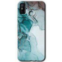 MRCİLETİSİM Tecno Spark 6 Go Kılıf HD Desen Baskılı Arka Kapak+Temperli Cam - Buzul Mermer