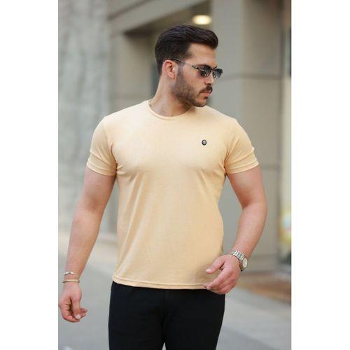 Erkek Bisiklet Yaka Arma Detaylı Basic Kısa Kollu Tişört