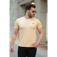 Erkek Bisiklet Yaka Arma Detaylı Basic Kısa Kollu Tişört