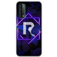 Huawei P Smart 2021 Kılıf HD Desen Baskılı Arka Kapak - Dark Neon Yaprak R Harfi