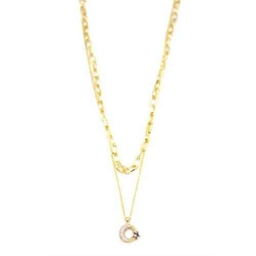 Çoklu Ay Yıldız Kolye - Altın