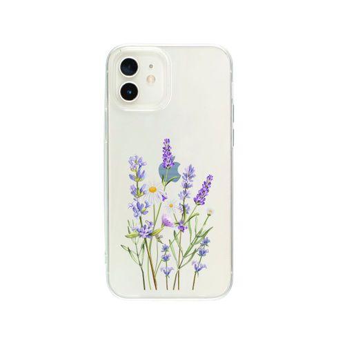 iPhone 12 Mini Lavender Desenli Premium Şeffaf Silikon Kılıf