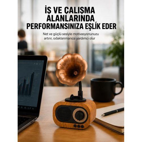 Kablosuz Retro Radyo Hoparlör 5w Güçlü Ses Usb Hafıza Kart Destekli Yeni Nesil