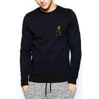 Groot Göğüs Baskılı Siyah Erkek Sweatshirt