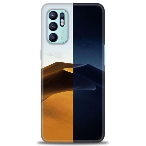 Oppo Reno 6 Kılıf HD Baskılı Kılıf - Gece ve Gündüz + Tam Ekran Koruyucu