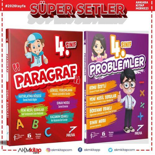 Pruva Akademi 4. Sınıf Paragraf ve Problemler Soru Bankası Seti 2 Kitap