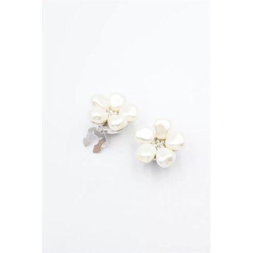 İncili Düğme Broşu - Gümüş