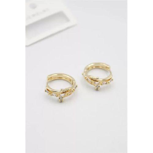 Taşlı Çivi Küpe - Altın