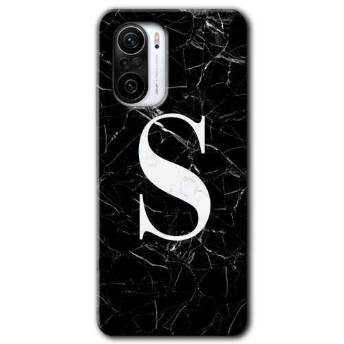 Redmi Mi11i Kılıf HD Desen Baskılı Arka Kapak - Siyah Mermer Desenli S Harfi + Kırılmaz Cam